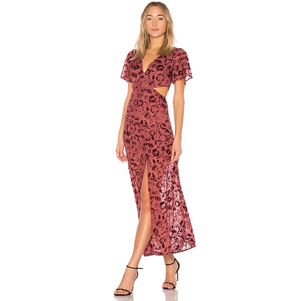 Revolve Tatum Velvet Burnout Cutout Maxi Dress